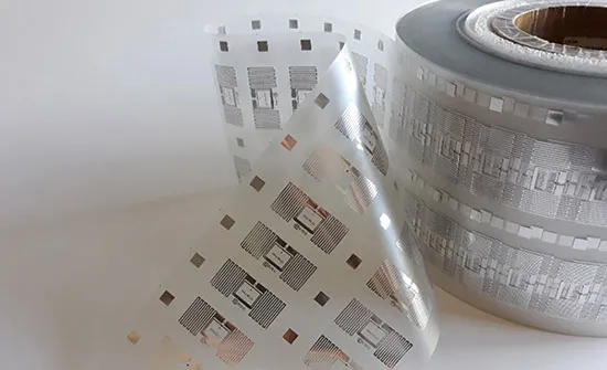 A bobbin of RFID dry inlays