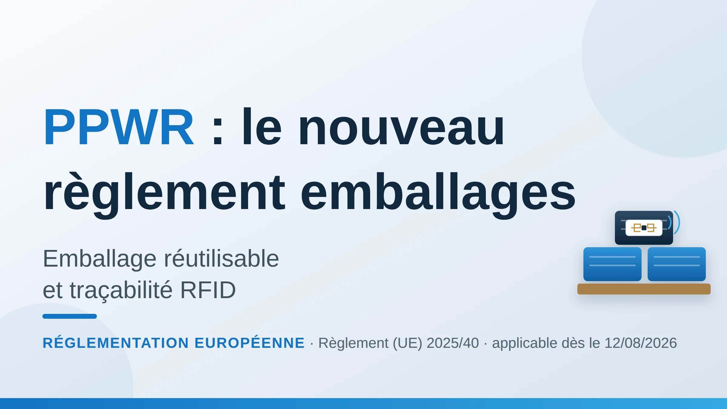 Reglement PPWR sur les emballages : caisses reutilisables sur palette identifiees par etiquette RFID